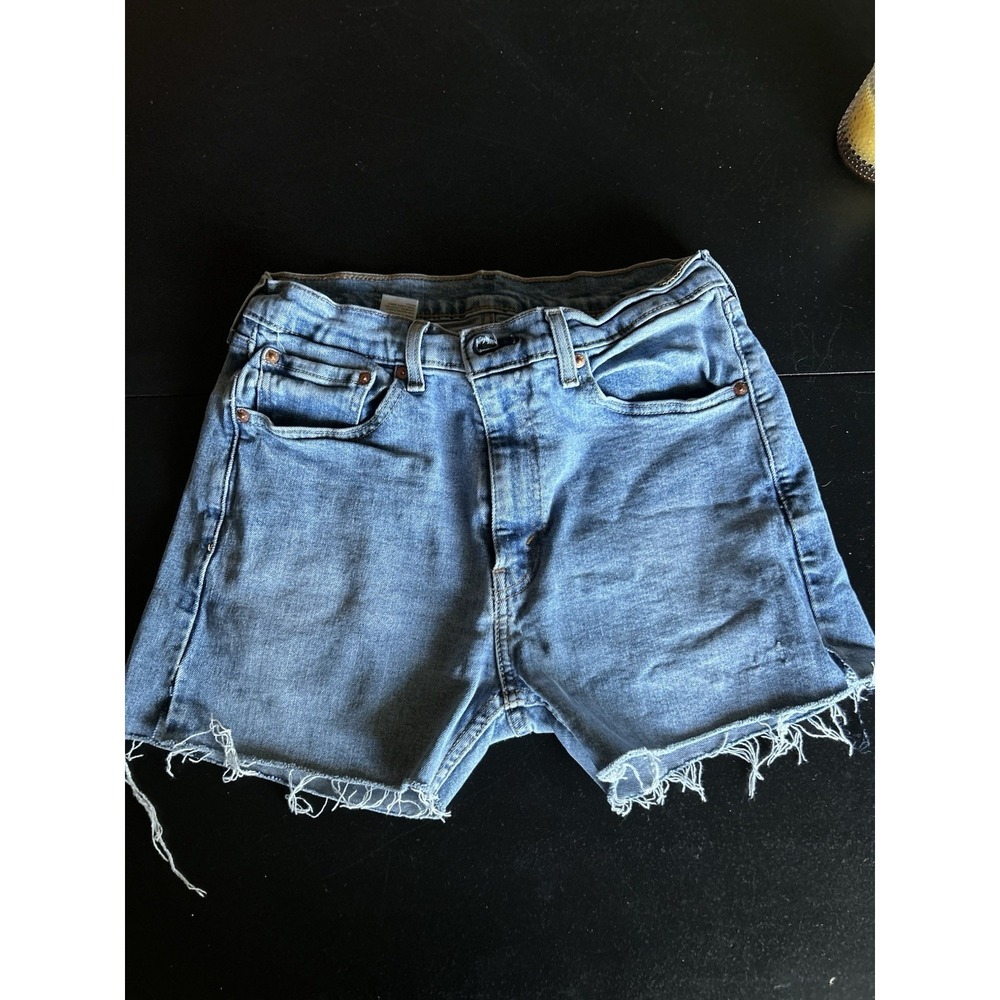 Women's Levi Cut Off-off Shorts Blue Size 32 Raw Hem 3.5 Inseam - Picture 1 of 7